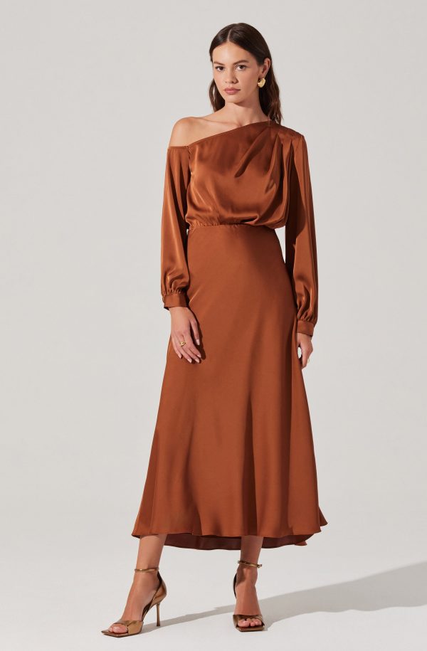 Elwood Satin Off Shoulder Dress Hot on Sale - Image 3