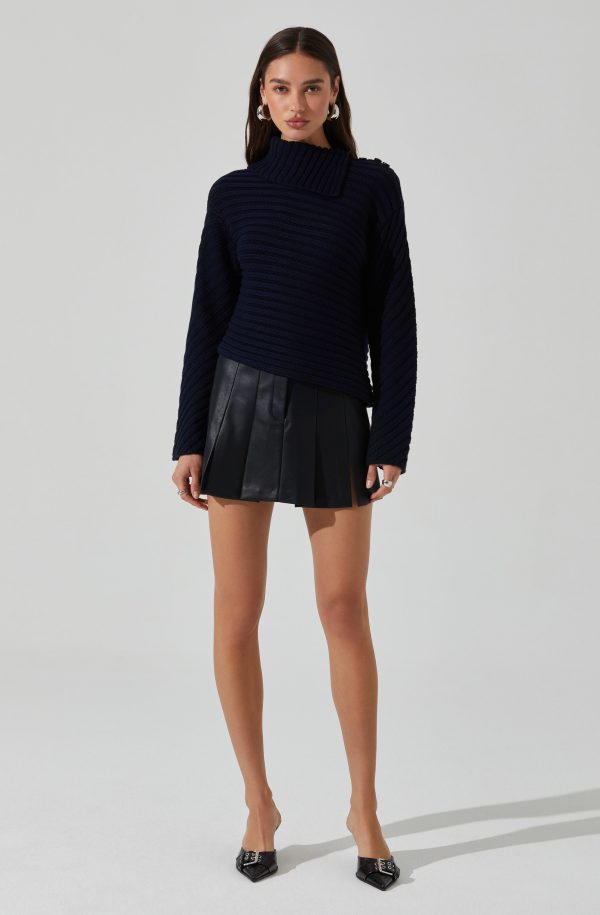 Melita Folded Collar Ribbed Sweater Discount - Image 4