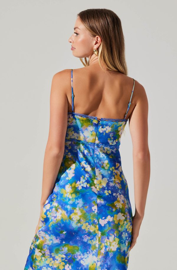 Florianne Floral Satin Maxi Dress For Cheap - Image 4