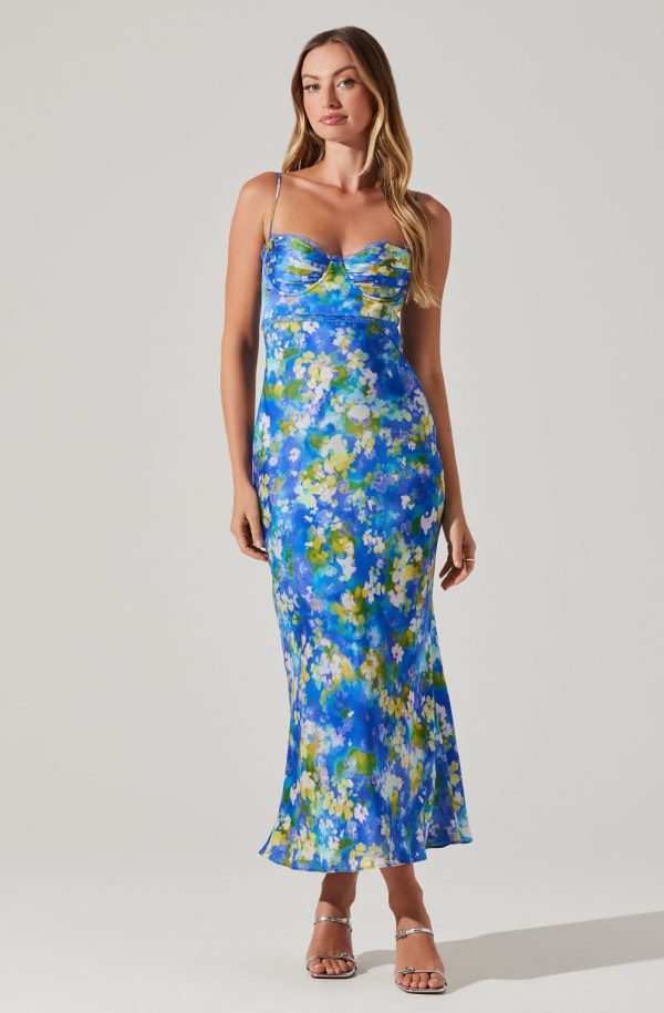 Florianne Floral Satin Maxi Dress For Cheap