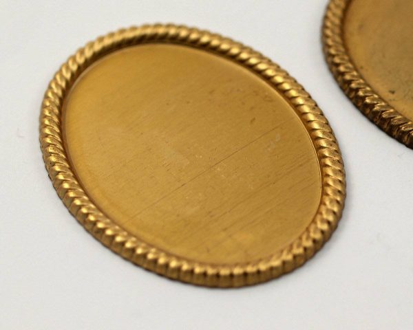 2 Vintage Raw Brass Oval Pendant Setting With (40x30mm) Cameo Base Without Hole L-11 Cheap - Image 4