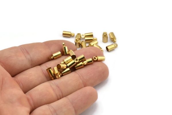 Brass Tassel End Caps, 24 Raw Brass End Cap, Cord Tips, Cord Ends (9x4mm) Cap 7 B0017 Discount - Image 3