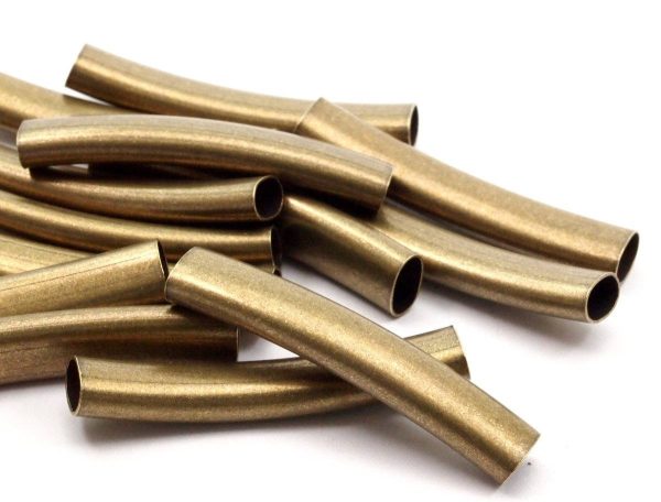 Geometric Tube Beads, 50 Oval Antique Brass Tubes (40x7.2x4.5mm) Sq30 Brc308 Hot on Sale - Image 4