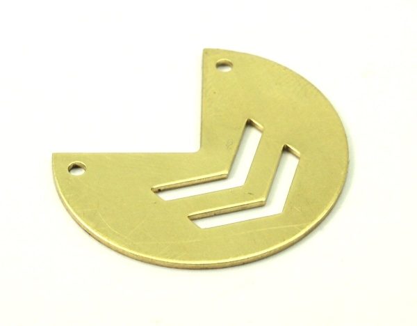 Chevron Necklace Finding, 20 Raw Brass Three Quarters Stamping Blank Pendant With 2 Holes (30x25x0.80 Mm) (b0013) on Sale - Image 4