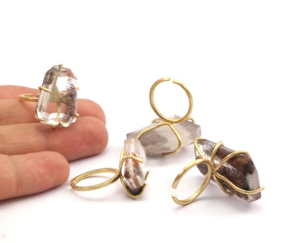 Claw Ring Setting, 5 Raw Brass Claw Ring Blanks With 4 Claws For Natural Stones N0102 Online Sale - Image 4