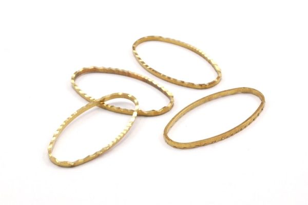 Brass Oval Ring , 40 Raw Brass Oval Faceted Ring, Connector, Charms  (30x15x1mm) N0530 Discount - Image 3