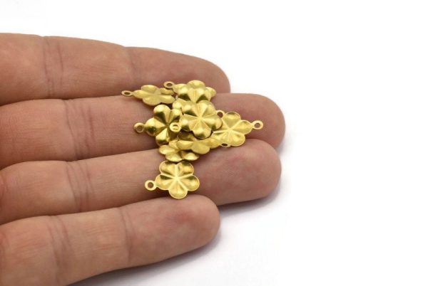 Floral Daisy Charm, 100 Raw Brass Daisy Charms (11.5mm) N0508 Cheap - Image 4