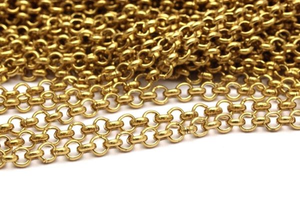 5 M. Raw Brass Open Link Rolo Chain , ( 3.2mm ) Bs 1017 Online - Image 4