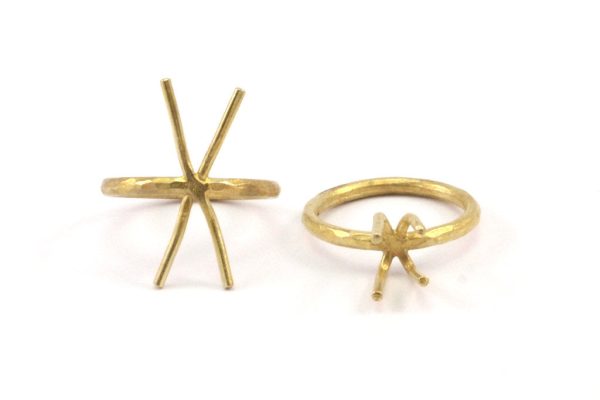 Claw Ring Setting, 5 Raw Brass Claw Ring Blanks With 4 Claws For Natural Stones N0102 Online Sale