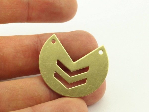 Chevron Necklace Finding, 20 Raw Brass Three Quarters Stamping Blank Pendant With 2 Holes (30x25x0.80 Mm) (b0013) on Sale - Image 3