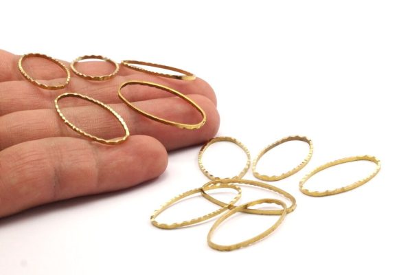 Brass Oval Ring , 40 Raw Brass Oval Faceted Ring, Connector, Charms  (30x15x1mm) N0530 Discount - Image 4