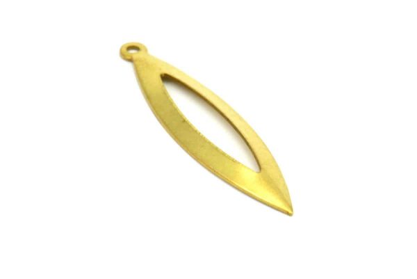Middle Hole Charm, 25 Raw Brass Marquise Middle Hole Charms,pendant Findings (35x9mm) Brs A0209 For Discount - Image 3